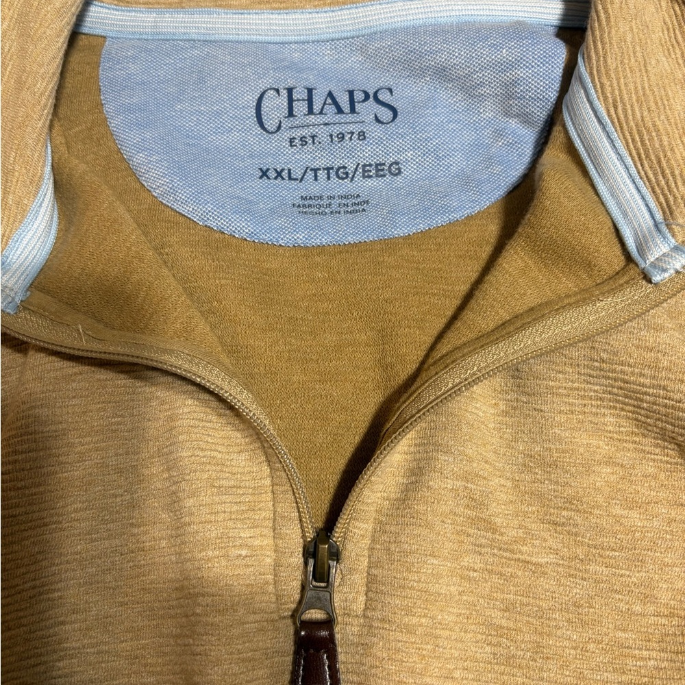 Chaps Men's Zip Up Sweater in Tan